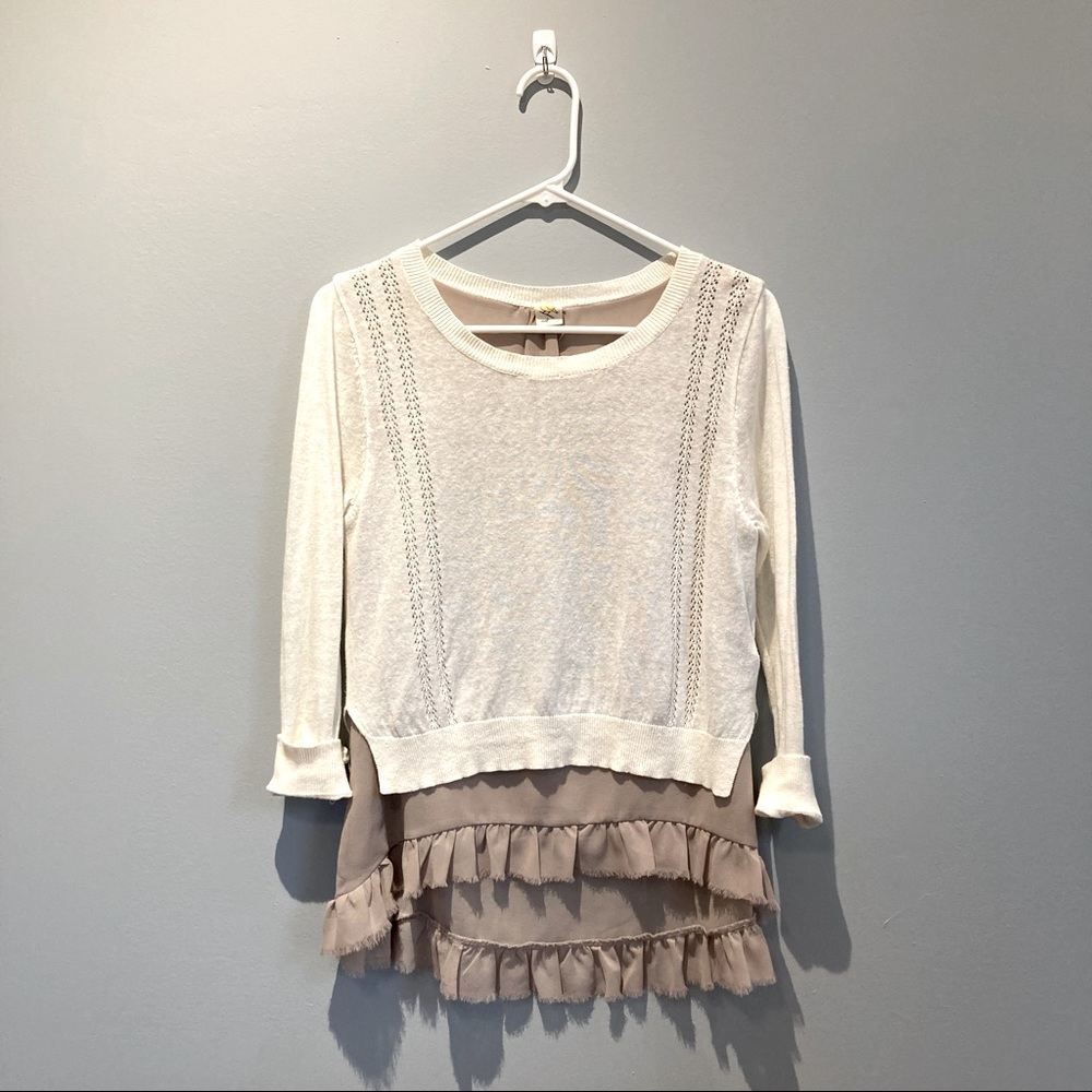 Anthropologie Yellow Bird Skirted Pullover